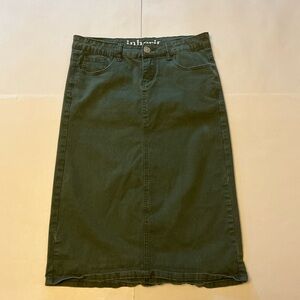 Inherit Clothing Company Remi Midi Skirt Olive Branch Green Skirt Size 7/8 Reg